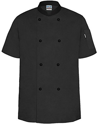 Newchef Fashion Charcoal/Black Chef Coat Contrast Collar Short Sleeves ...
